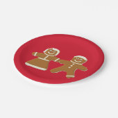 Assiettes En Carton Homme et femme en pain d'épice sur rouge (Angle)