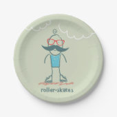 Assiettes En Carton Homme sur Rollerskates (Devant)
