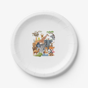Assiettes En Carton Hommes Femmes et Enfants Faune Zoo Day Party Cute 