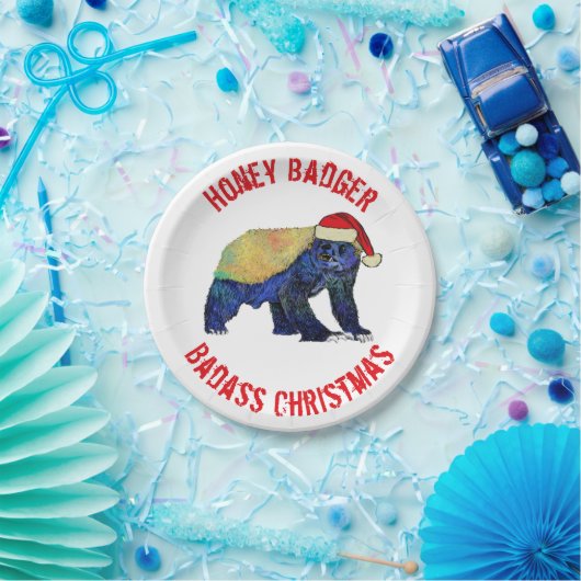 Assiettes En Carton Honey Badger badass slogan de Noël (Fête)