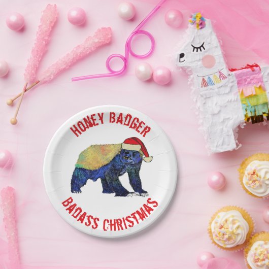 Assiettes En Carton Honey Badger badass slogan de Noël (Fête)