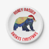 Assiettes En Carton Honey Badger badass slogan de Noël (Devant)