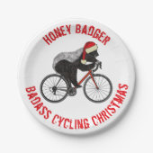 Assiettes En Carton Honey Badger vélo badass slogan de Noël (Devant)