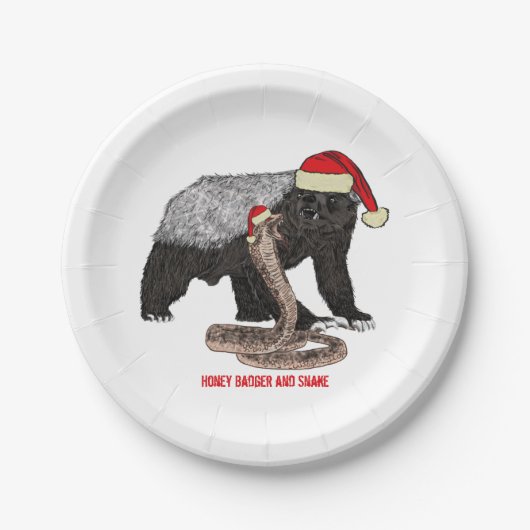 Assiettes En Carton Honey Badger versets Snake Badass Noël (Devant)
