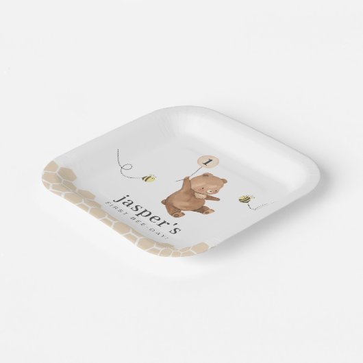 Assiettes En Carton Honey Bear First Bee day (Angulaire)