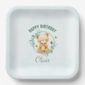 Assiettes En Carton Honey Bear Végétal Joli Garçon Anniversaire (Recto)