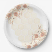 Assiettes En Carton Honey Bee Boho Fleur sauvage Premier anniversaire (Devant)