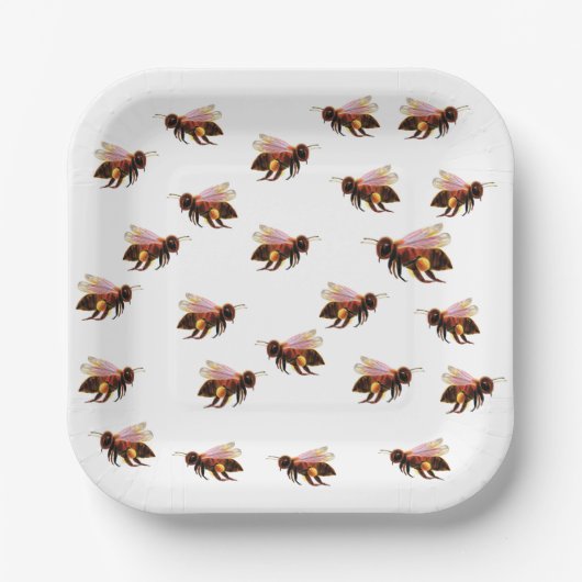 Assiettes En Carton Honey Bee Flying (Recto)