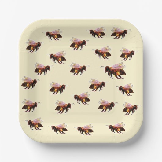 Assiettes En Carton Honey Bee Flying (Recto)
