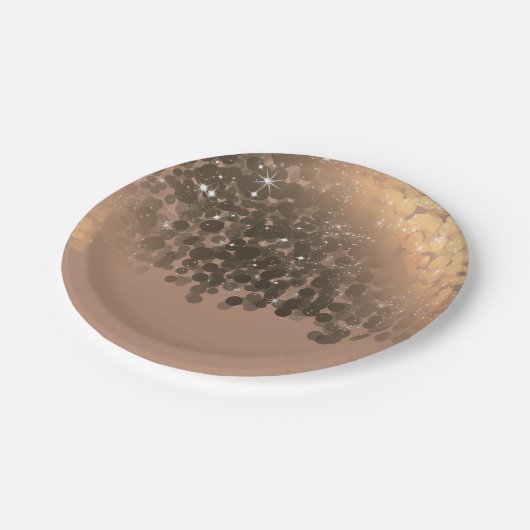 Assiettes En Carton Honey Beige Champagne Golden Sparkle Lights Party (Angle)
