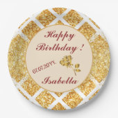 Assiettes En Carton Honeypeb Gold Parties scintillant Boho Collection  (Devant)