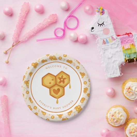 Assiettes En Carton Honeypeb Honey Bee Cute Baby shower (Fête)