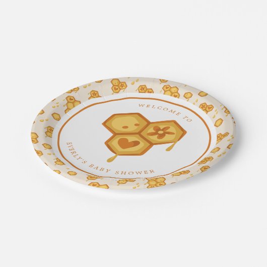 Assiettes En Carton Honeypeb Honey Bee Cute Baby shower (Angle)