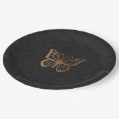 Assiettes En Carton Honeywind Brown Black Boho Papillon Party (Angle)
