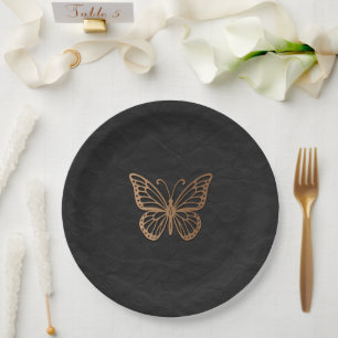 Assiettes En Carton Honeywind Marron Noir Bohème Papillon Fête