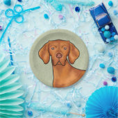 Assiettes En Carton Hongrois Vizsla Caricature Pointeur Chien vert têt (Fête)