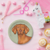 Assiettes En Carton Hongrois Vizsla Caricature Pointeur Chien vert têt (Fête)