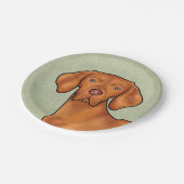 Assiettes En Carton Hongrois Vizsla Caricature Pointeur Chien vert têt (Angle)