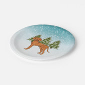 Assiettes En Carton Hongrois Vizsla Chien Snowy Winter Forest Festin (Angle)