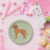 Assiettes En Carton Hongrois Vizsla mignonne Pointer Chien debout Vert (Fête)
