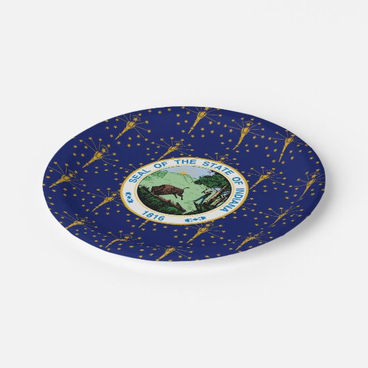Assiettes En Carton Hoosier Flag & Seal, Flag of Indiana (Angle)