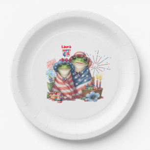 Assiettes En Carton "Hoppy" 4 juillet Conception de grenouilles du Jou