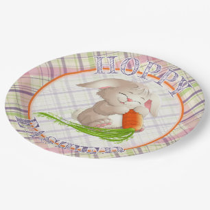 Assiettes En Carton Hoppy Joyeux Lapin De Pâques Grandes Et Motif Plai