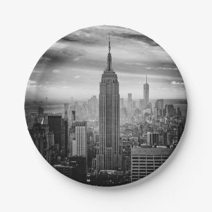 Assiettes En Carton Horizon de New York City noir et blanc