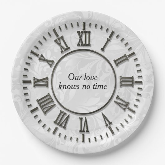 Assiettes En Carton Horloge Anniversaire sans mains (Devant)