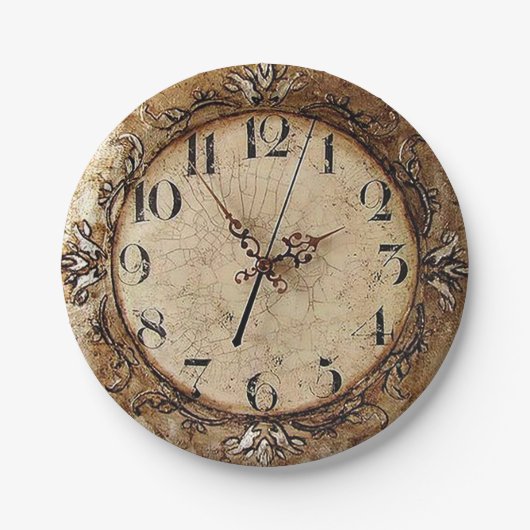 Assiettes En Carton Horloge antique (Devant)