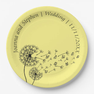 Assiettes En Carton Horloge Dandelion personnalisée avec papillons