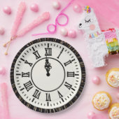 Assiettes En Carton Horloge du Nouvel An sur les feux d'artifice (Fête)