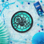 Assiettes En Carton Horloge Gothique Steampunk Avec Engrenages Visible (Fête)