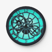 Assiettes En Carton Horloge Gothique Steampunk Avec Engrenages Visible (Devant)