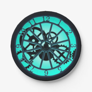 Assiettes En Carton Horloge Gothique Steampunk Avec Engrenages Visible