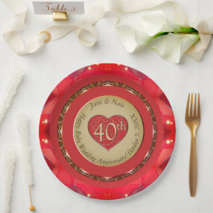 Assiettes En Carton Horloge murale du 40e anniversaire de Ruby