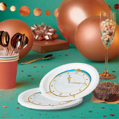 Assiettes En Carton Horloge rétro d'alarme or avec réglage bleu