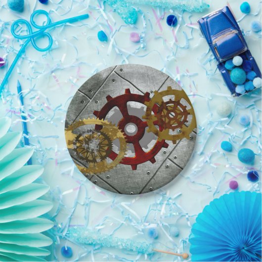 Assiettes En Carton Horloges grunges et vitesses de Steampunk (Fête)