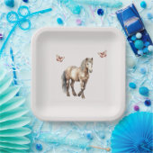Assiettes En Carton Horse Crème Papillons Anniversaire (Fête)