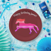 Assiettes En Carton Horse Pink Art Plaques personnalisées en papier (Fête)