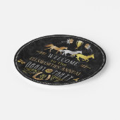 Assiettes En Carton Horse Racing Derby Day Party Art Déco Black Gold (Angle)