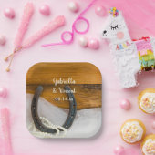 Assiettes En Carton Horseshoe et Pearls Country Western Mariage (Fête)
