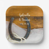 Assiettes En Carton Horseshoe et Pearls Country Western Mariage (Recto)