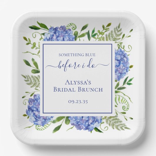Assiettes En Carton Hortensia Bleu Quelque Chose de Bleu Avant Moi (Recto)
