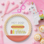 Assiettes En Carton HOT DOG! Anniversaire moderne rouge et jaune (Fête)