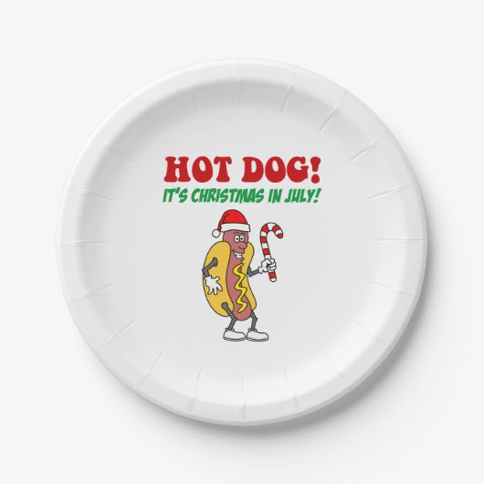 Assiettes En Carton Hot Dog C'est Noël en juillet Plaques (Devant)