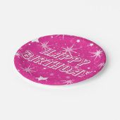 Assiettes En Carton Hot rose Étoiles Étincelles joyeuses fête d'annive (Angle)