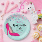 Assiettes En Carton Hot rose Stiletto High Heure Bachelorette Party (Fête)