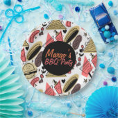 Assiettes En Carton Hotdog Burger Doodle BBQ Motif d'anniversaire (Fête)