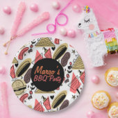 Assiettes En Carton Hotdog Burger Doodle BBQ Motif d'anniversaire (Fête)
